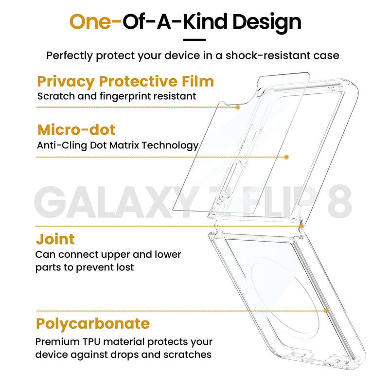 VEGO for Z Flip 8 Case[Compatible with MagSafe] with Screen Protector,Clear | Anti-Yellow & Ultra Slim, Wear-Resistant, Painted Shockproof Bumper Cover for Samsung Galaxy Z Flip 8 C-Clear For Flip 8