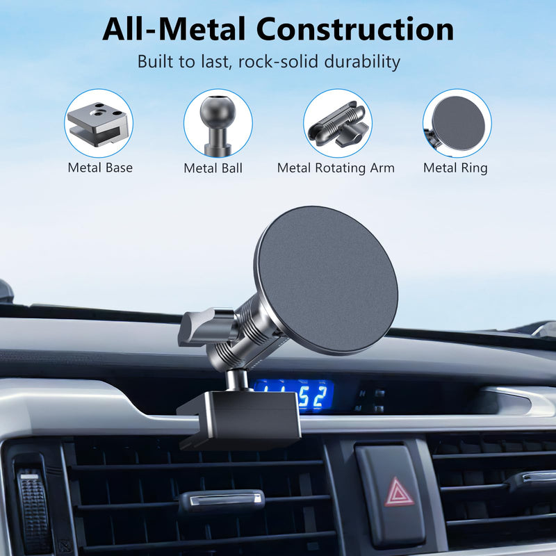 Metal Ultra Magnetic Phone Mount for Toyota 4Runner 2010-2024 | 5th Gen 4runner Accessories, Dash Cell Phone Holder, 360° Adjustable, One-Hand Operation, No Drilling, Fit for All Smartphone 2010-2024 (Magnetic)