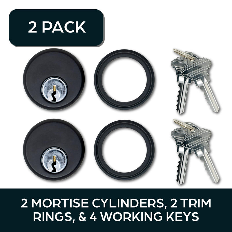 Summit DOORWARE Mortise Cylinder Door Lock Replacement Parts | Adams Rite 4036 Replacement Trim Rings with 4 Keys | High Grade Mortise Lock for Maximum Security | Duronotic Finish