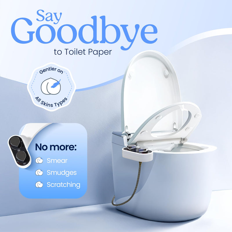 CLEAR REAR Bidet Attachment for Toilet Seat - Non-Electric with Self Cleaning Dual Nozzles, Leak Proof Connectors, Adjustable Water Spray, Rear & Feminine Wash - Hygienic Bathroom Upgrades (Black) A. Cold Water/Black 1.0
