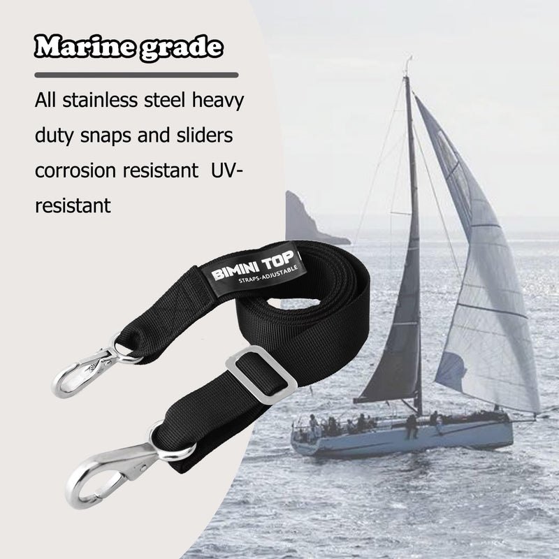 Adjustable Bimini Top Straps,Marine Awning Webbing Straps with Stainless Stee Heavy Duty Snap Hooks from 24" - 60",Bimini Top Hardware,Marine Nylon Top Strap 2PCS