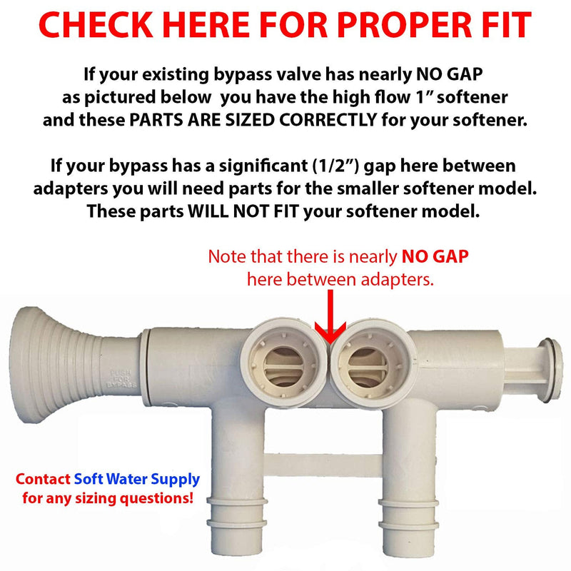 7342704 - Installation Adapters for High Flow Water Softeners - Bundle with Adapters, Clips, O-rings and Silicone