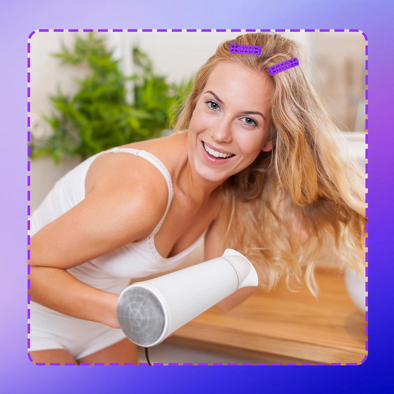 28 Pcs Small Size Plastic Hair Rollers, 0.6 Inch Hair Rollers for Women with Steel Rat-tail Comb, Heatless Snap on Roller for Hairs, Short Thin Fine Hairstyling Tools (Purple)