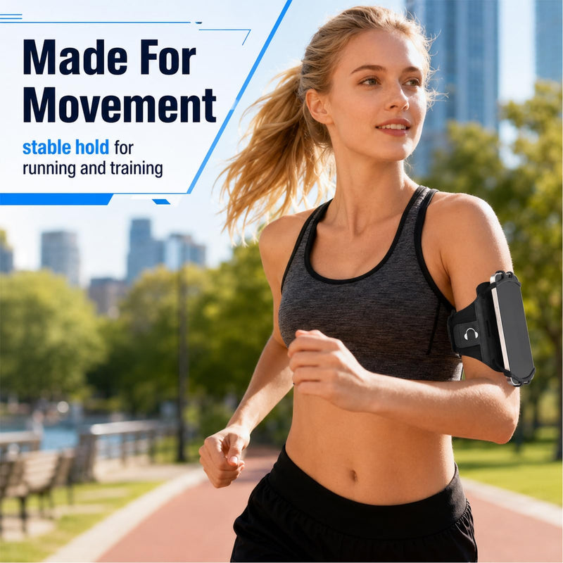 Phone Holder for Running,Armband 360°Rotatable Phone Arm Bands for Running,Phone Holder with Storage for iPhone 17 16 15 14 13 Pro Max Plus for Workout Exercising Walking Jogging
