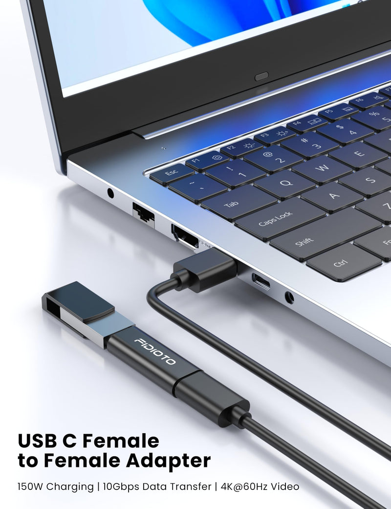 Fidoto 10 Pack USB C Female to Female Adapter, PD 3.1 USBC Coupler, 100W Type C Extender, 10Gbps Double Female Connector with 8K@60Hz Video, Data Transfer, Charging (Black) Black 10 PCS
