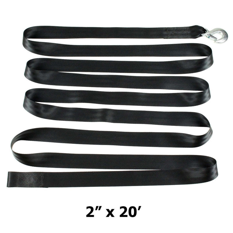 DC Cargo Mall Boat Trailer Winch Strap with Hook - Heavy Duty - 2" x 20' - 9,000 lbs Breaking Strength, Fits Both Hand-Crank and Electric Winches 1
