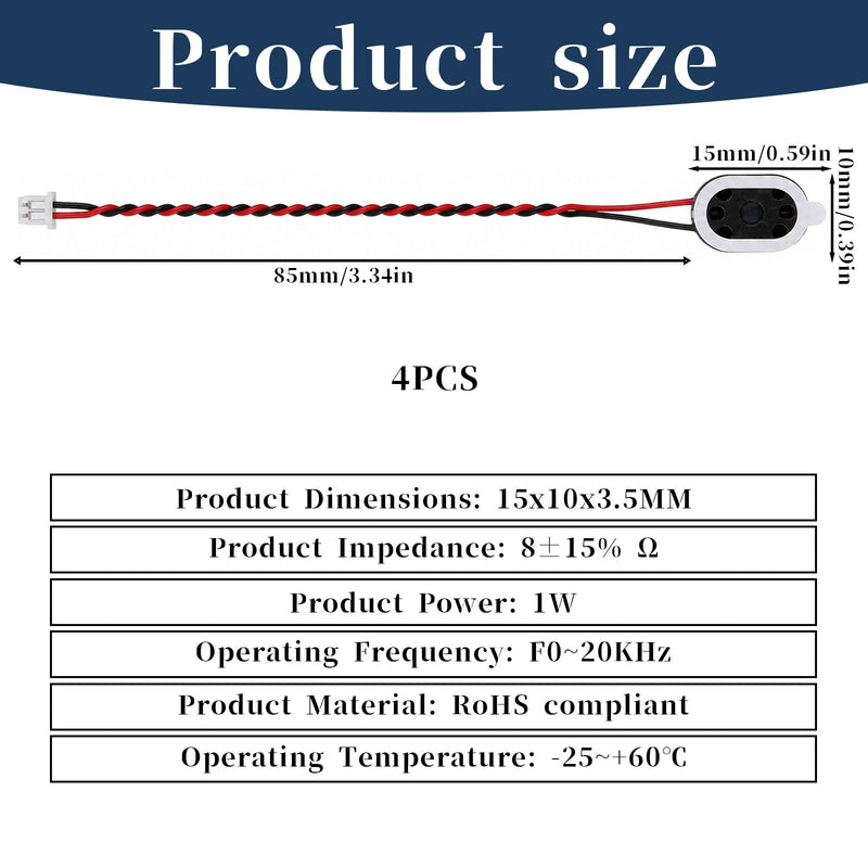 4 PCS Micro Internal speaker, 8 Ohm Small Speakers (3.7 Inch, 3.3V 5V) | 8ohm 1w Full-Range Cavity Advertising Machine Mini Speaker with 2pin Interface, Tiny speaker for Small DIY Electronic Project