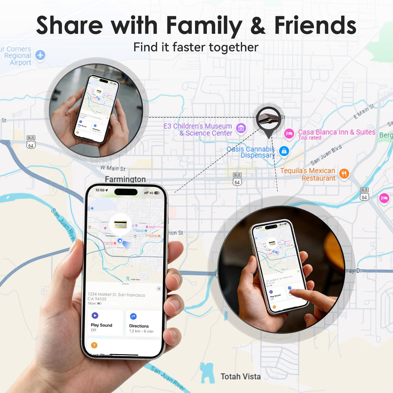 Wallet Tracker Card Compatible with Apple Find My iOS only | 0.07in Slim Wallet Finder, IP68 Waterproof, Tracking Card for Wallet, Luggage Tag, Passport & Purse, Wireless Rechargeable Carbon Black 1