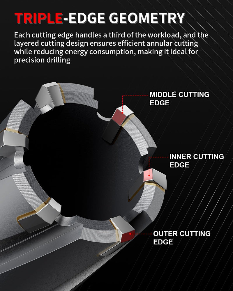 Kolvoii Carbide-Tipped Annular Cutter, 11/16" Diameter x 1-3/8" Depth, 3/4" Weldon Shank (2 Flat) TCT Mag Drill Bit for Stainless Steel, Cast Iron, Hard Steel, High-Speed Cutting with Pilot Pin 11/16" x 1-3/8"