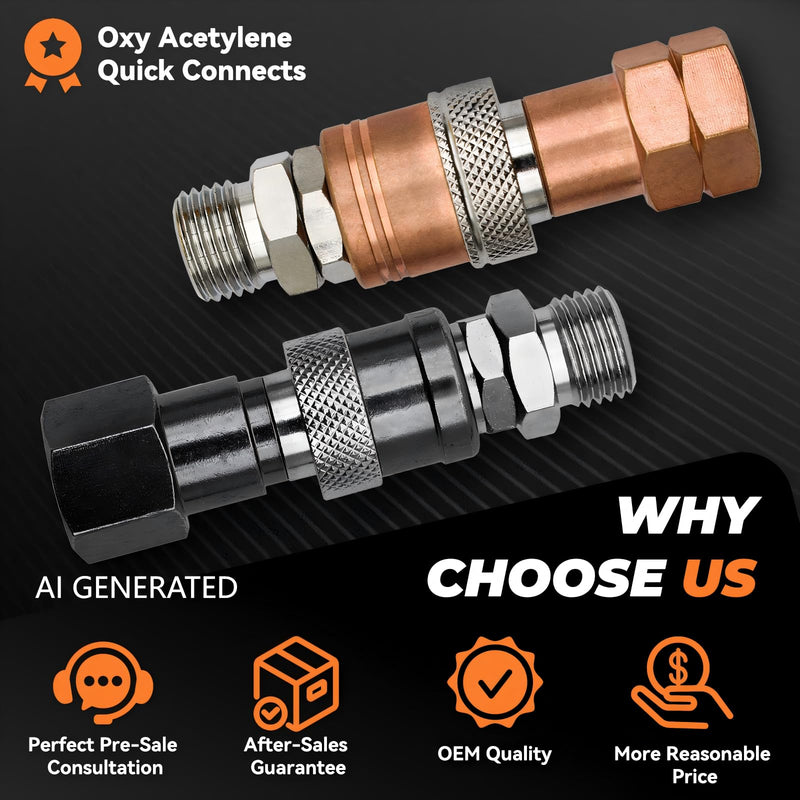 Oxy Acetylene Torch Quick Connects Fittings| Fit 9/16"-18 B Fittings | QDB10 Heavy-duty Safe and Durable Design| Brass |Stainless Steel |Special Corrosion-Resistant Materials|OEM