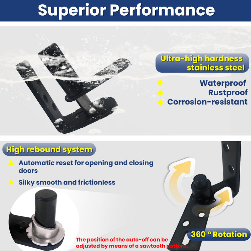 upgraded Saloon Door Hinge - Self Return Double Swinging Door Hardware, Cafe & Bar Door Hinges - Gravity Hinge Heavy Duty Black 304 Stainless Steel 110Lbs(2 Pack) Black-2 Set