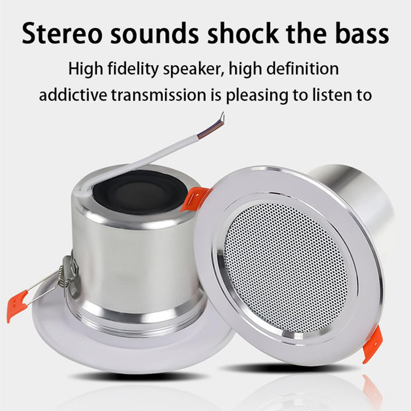 Round Ceiling Speaker 3 Inch 10-12W | Clear Sound Aluminum Alloy Spring Clip Design for Home Theater Commercial Background Music