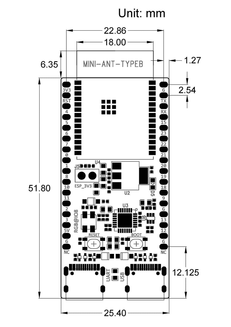 ESP32-C6-DevKitC-1 N8 Development Board ESP32 C6 32-bit 8MB SPI Flash ESP32-C6-WROOM-1 Module Supports Wi-Fi BLE Zigbee3.0 Thread1.3