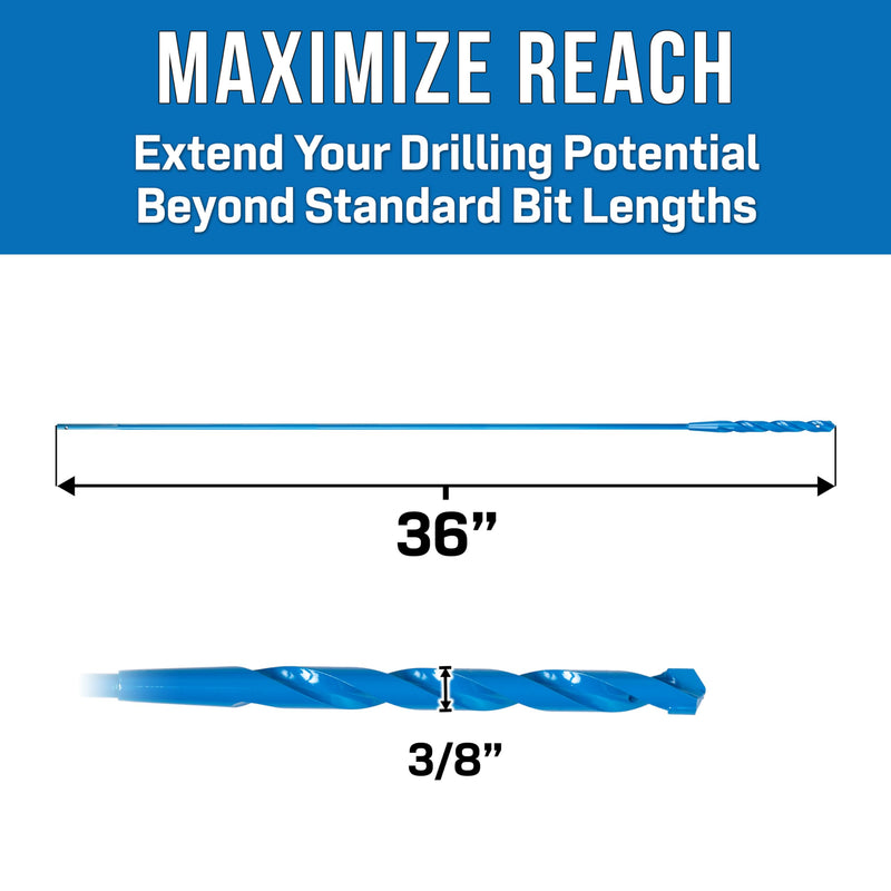 Jonard Tools DBF-3836 High Speed Steel Flex Bellhanger Drill Bit for Metal & Wood, 3/8" x 36"
