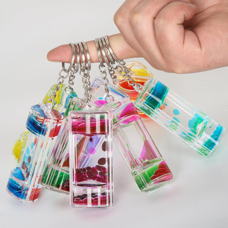 Dynamic Liquid Timers Key Chain Set, Colorful Motion Bubbler Timekeeper Key Chain, Liquid Hourglass Keychains 8 Colors