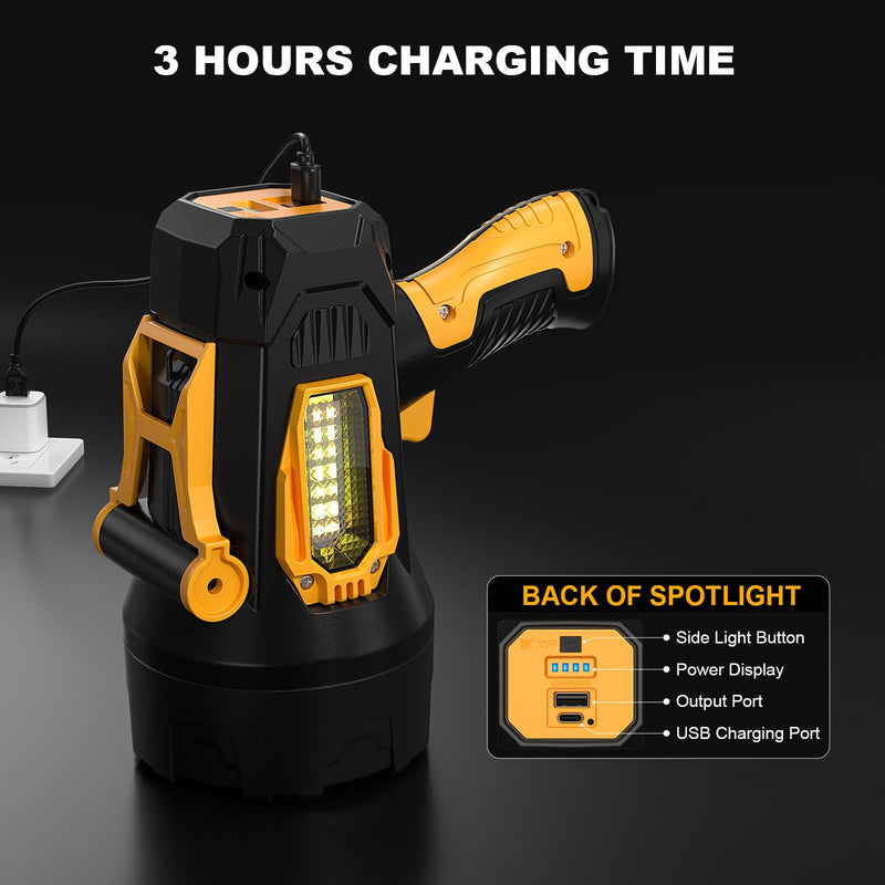 LBE Rechargeable Spotlight, Super Bright 2,000,000 Lumens Led Flashlight Handheld Spot Lights Outdoor with Cob Light, 10000ɱAh Long Lasting Large Spotlight for Hunting Boating Camping