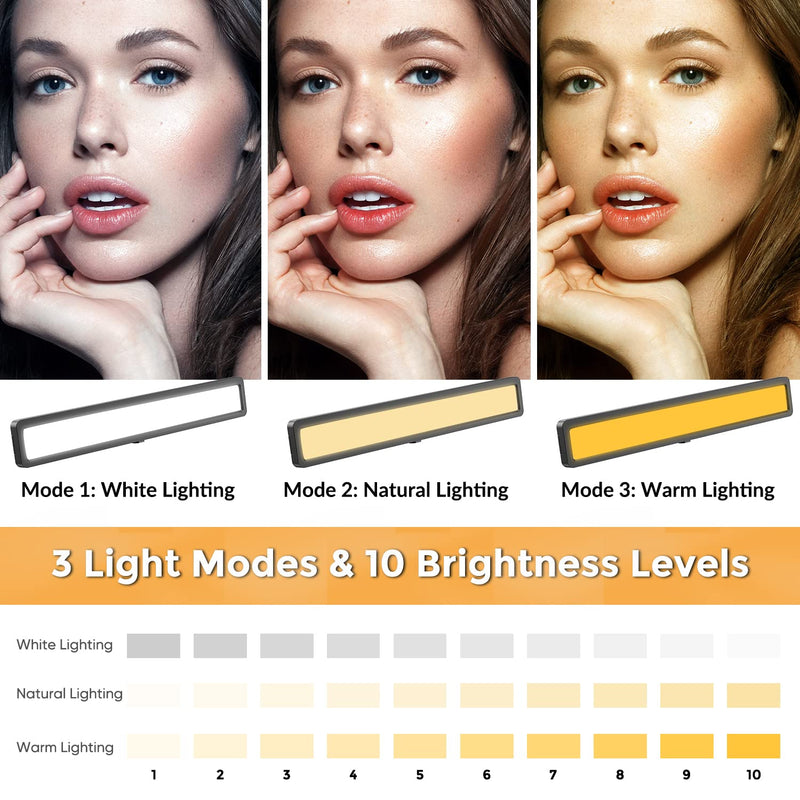 Video Conference Lighting with Tripod for Laptop&Computer -Webcam Light for Streaming-Zoom Lighting with 3 Dimmable Color & 10 Brightness Level for Self Broadcasting and Live Streaming Zoom Light