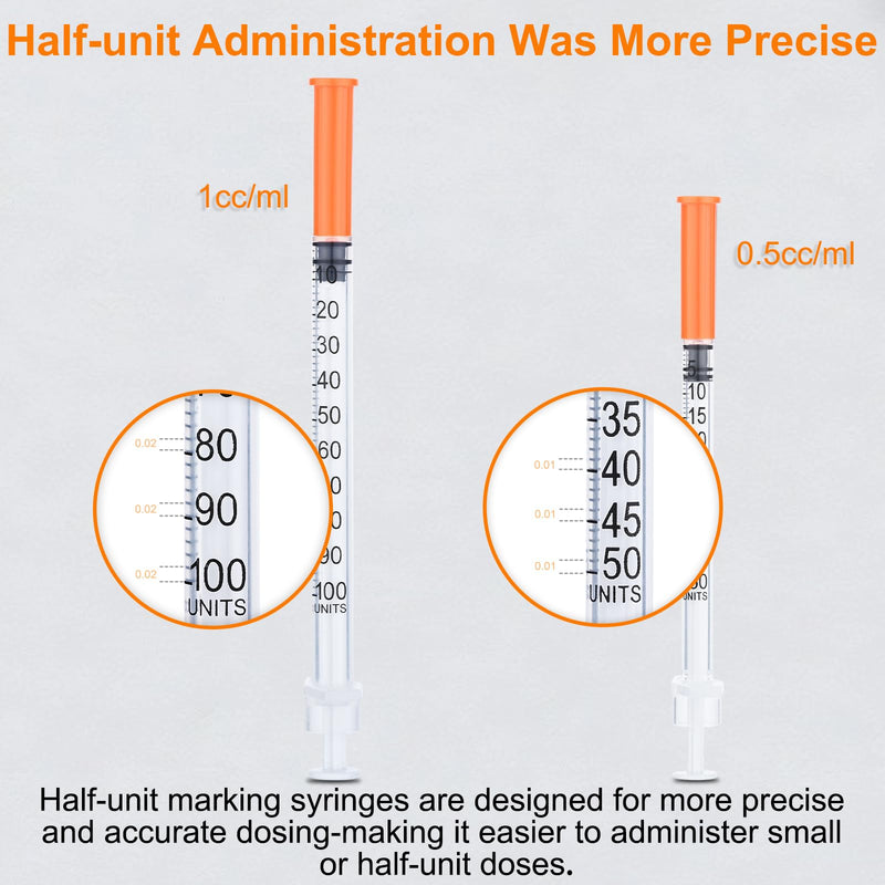 1ml/cc Syringe U-100 32G 5/16 Inch(8mm) Scientific Lab Syringe， Individually Wrapped Pack of 100 1ml-32G-5/16" 100.0