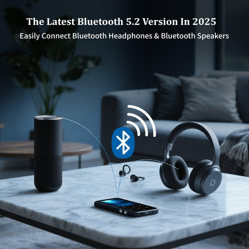 144GB MP3 Player with Bluetooth 5.2, Earphones Included(Black) | Quick Recharge, HiFi Sound Digital Music, Built-in HD Speaker, FM Radio, Voice Recorder, for Friends, Kids, Students, Seniors Black