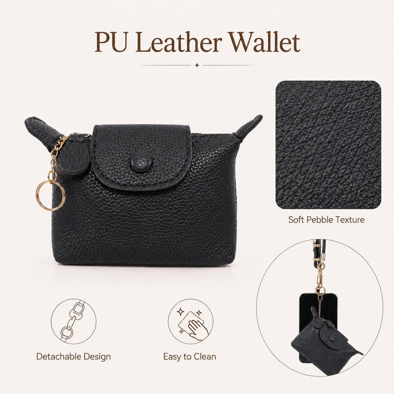 Clip and Go Strap for Phone with Wallet Crossbody for Women Black