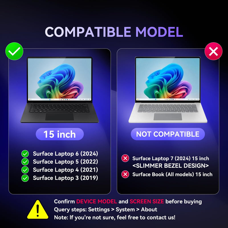 Privacy Screen for Surface Laptop 6/5/4/3-15 Inch, Removable Computer Screen Anti-Spy Filter Shield for Microsoft Surface Laptop 15in 15 in