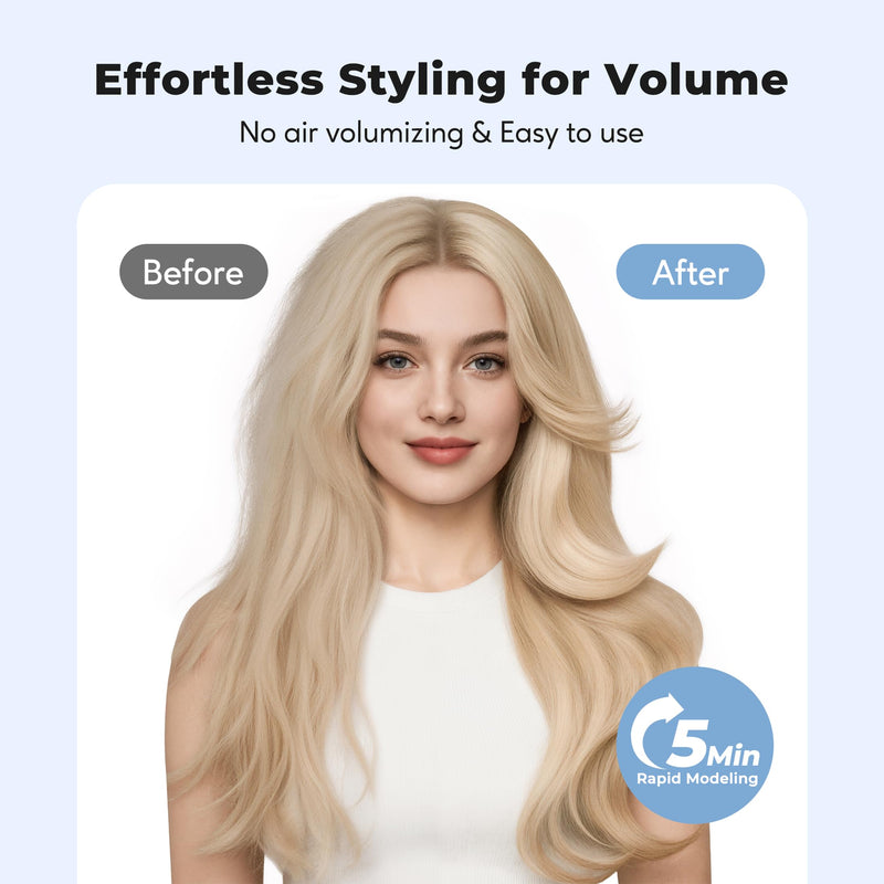 Farery Thermal Brush Ceramic Tourmaline Ionic Curling Iron, 60MM Volumizing Hot Brush Create Root Volume & Loose Curls, 5 Temperatures Heated Volumizer, Dual Voltage
