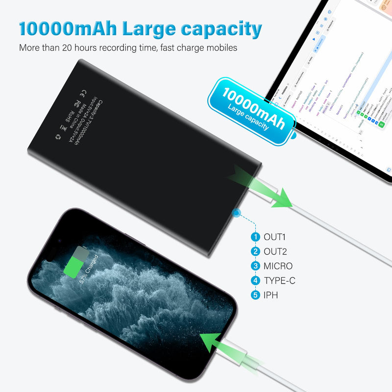 1080P 10000mAh Large Capacity Portable Power Bank Hidden Camera, 20 Hours Continuous Record Mini Security Nanny Spy Cam with Gravity Sensor/Motion Detection/Night Vision—No WiFi No Audio