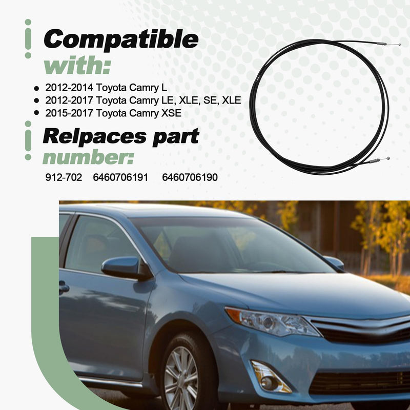 Trunk Lid Release Cable Compatible with 2012-2014 Camry L 2012-2017 Camry LE XLE SE XLE 2015-2017 Camry XSE Replace 912-702 6460706191 6460706190