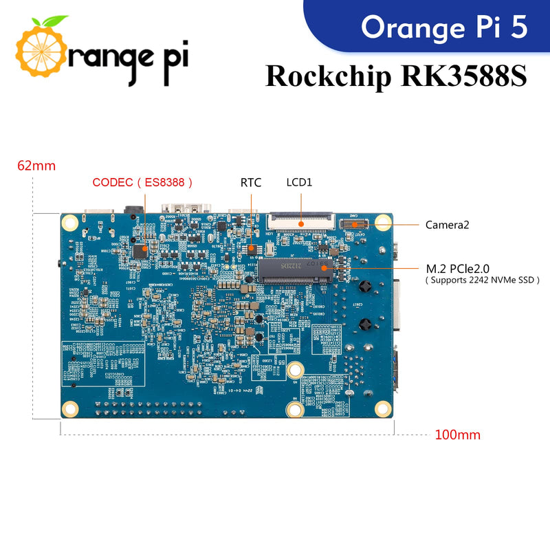 Orange Pi 5 4GB Rockchip RK3588S 8-Core 64 Bit Single Board Computer, Up to 2.4GHz and 8K Video Codec Support Development Board Run Orange Pi/Ubuntu/Debian/Android 12 OS (4GB+ Power Supply) 4GB+Power Supply