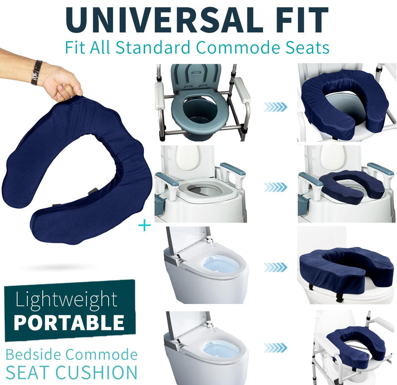 Raised Toilet Seat Cushion – High-Density Foam Booster Pad for Elderly, Seniors, Disabled – Toilet Riser for Standard & Elongated Toilets – Commode Seat Cushion Non-Slip & Easy to Clean (3 inches) 3 inches
