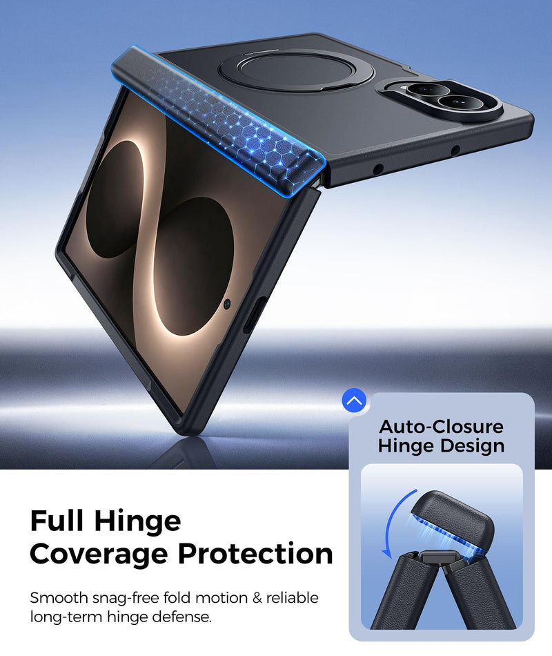 FNTCASE for Samsung Galaxy Z Fold 8 Case with 360 Spin Magnetic Stand Black | Compatible for Magsafe,Full Hinge Protection,Screen Protector,Translucent Matte Grade Shockproof Protective Cover For Sumsang Galaxy Z Fold 8 7.6 Inch