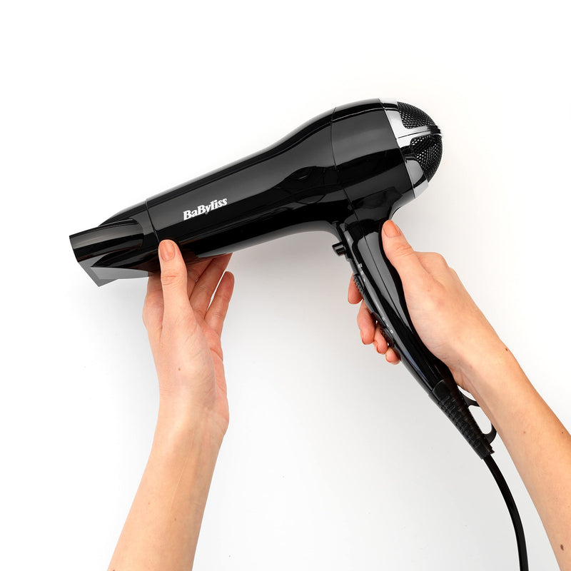 BaByliss Power Smooth Hair Dryer - Powerful and Lightweight, 2400W Fast Drying, Ionic for Frizz-Control, 3 Heat & 2 Speed Settings Plus Cool Shot, Black, 5736CU Single
