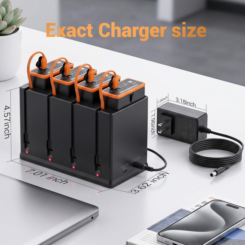 Charger for Moultrie Edge Series Cellular Trail Camera Battery, 4-Channel Charging Station for Moultrie Edge, Edge PRO,Edge 2, Edge 2 PRO Rechargeable Battery