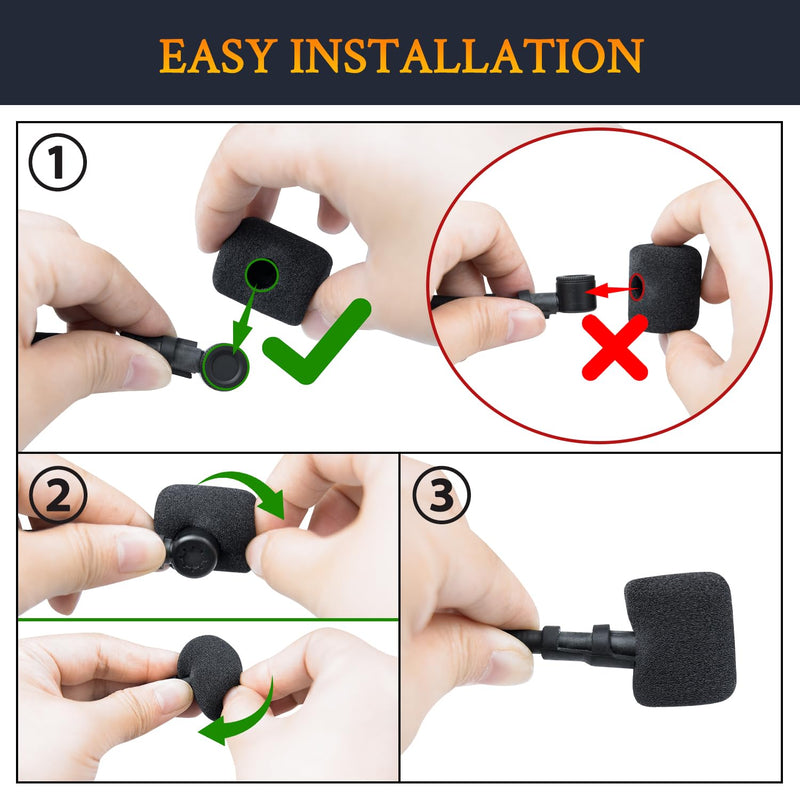 SOULWIT 6Pcs Mic Covers + 4 Clips for Shure SM31(SM31FH,SM31FT), P31(PGA31,PGA31TQG) Headset Microphones, Protective Mic Foam Cover Pop Filter Windscreen - Black