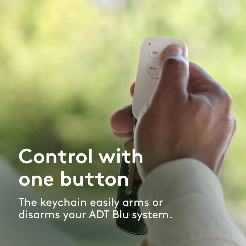 ADT Blu Keychain Remote, Home Security System Key Fob with Panic Button, One-Touch Arm and Disarm, ADT Base Compatible, ADT+ App Integration