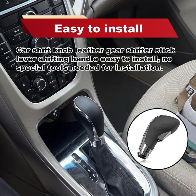 Automatic Gear Stick Shift Knob Compatible with 2012-2017 Buick Verano Car Gear Shift Knob Leather Car Stick Lever Gear Shifter Knob Cover Head Handle Lever(Black) black