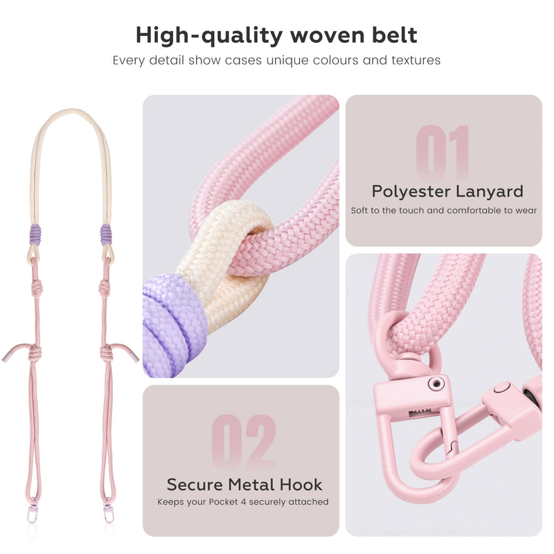 Osmo Pocket 4/3 Protective Case with Lanyard & Wrist Strap, Pink | Portable ABS Hard Shell Cover, Storage 3 Filter CPL/ND/Wide Angle Lens, Impact-resistant Gimbal & Screen Protection