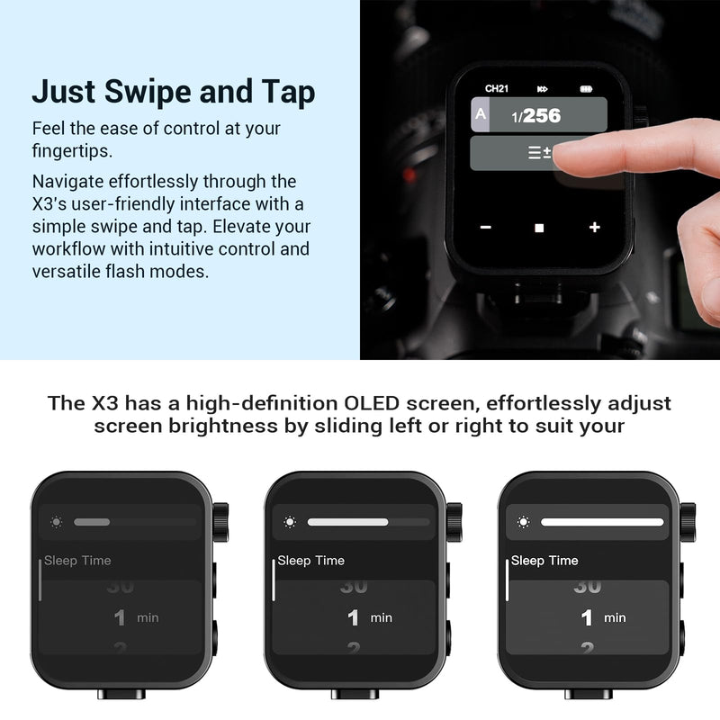 Godox X3-C Touchscreen TTL Wireless Flash Trigger for Canon Camera, 1/8000s HSS TTL TCM Function, Built-in Battery USB-C Charge Flash Transmitter Compatible with Canon R5 R6 R7 5D 6D