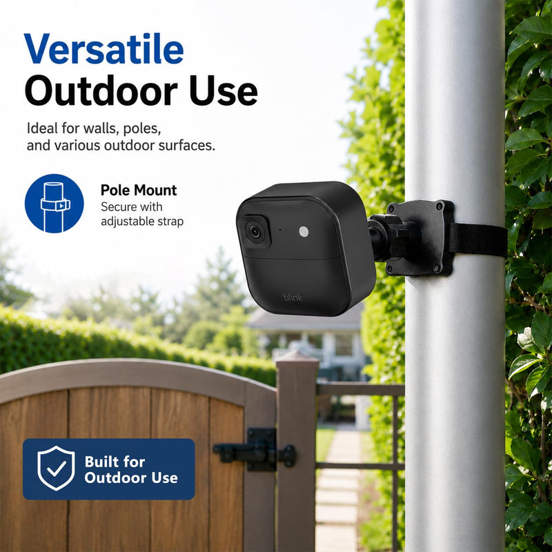 Adjustable Camera Mount for Blink Outdoor 2K+ and Blink Outdoor 4(4th Gen) / (3rd Gen) / Mini 2, Secure Wall Mount with Tight Strap for Flexible Wall, Tree, Pole Security Installation, Black