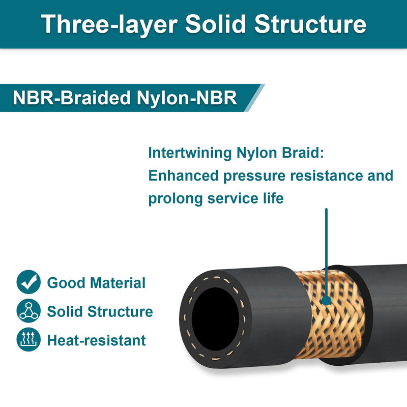 3/8 Fuel Line, NBR Rubber 3/8 Fuel Hose Nylon Braided, Fuel Line Hose for Automotive Vehicles(5FT) 3/8 ID (5FT)