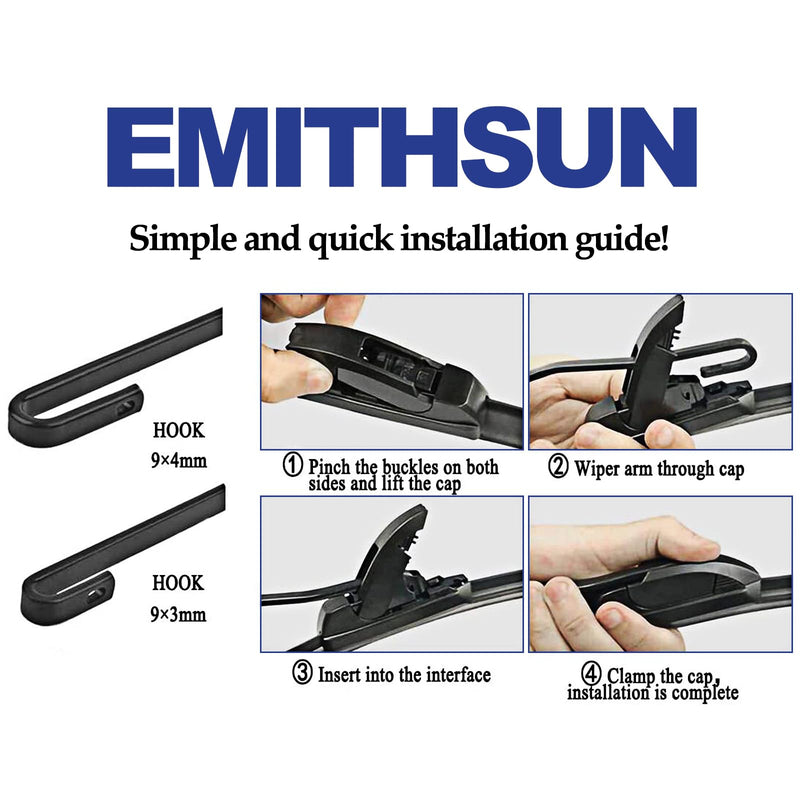 OEM QUALITY 22" + 22" Premium All-Seasons Stable And Quiet Windshield Wiper Blades(Set of 2) Black wiper blades 22"+22"(Pair For Front Windshield)
