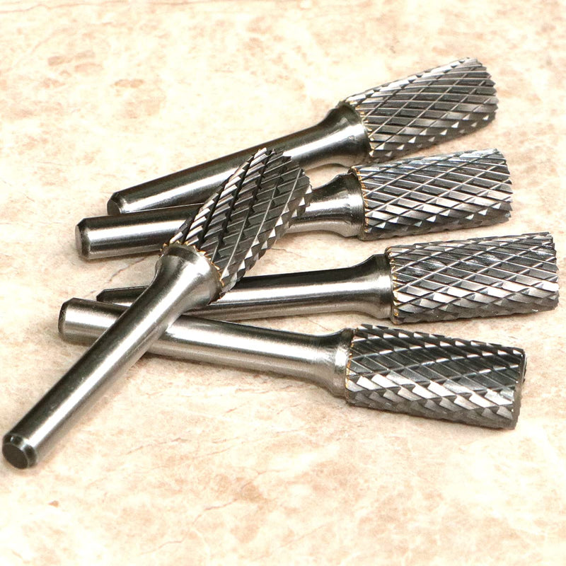 Tungsten Carbide Burr Set SA-5 Double Cut Rotary Burr File(1/2” cutter Dia X 1”Cutter Length) with 1/4'' Shank for Die Grinder Drill Bits (Pack of 5)…
