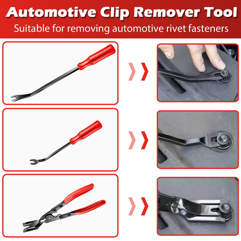 7 Pcs Car Trim Removal Tool Kit with Non-Scratch Plastic Pry Tool and Fastener Clip Pliers for auto Safe Interior Car Panel Detachment, Dashboard, Door Clips & Upholstery – Red Red-7 Pcs Trim Removal Tool Kit
