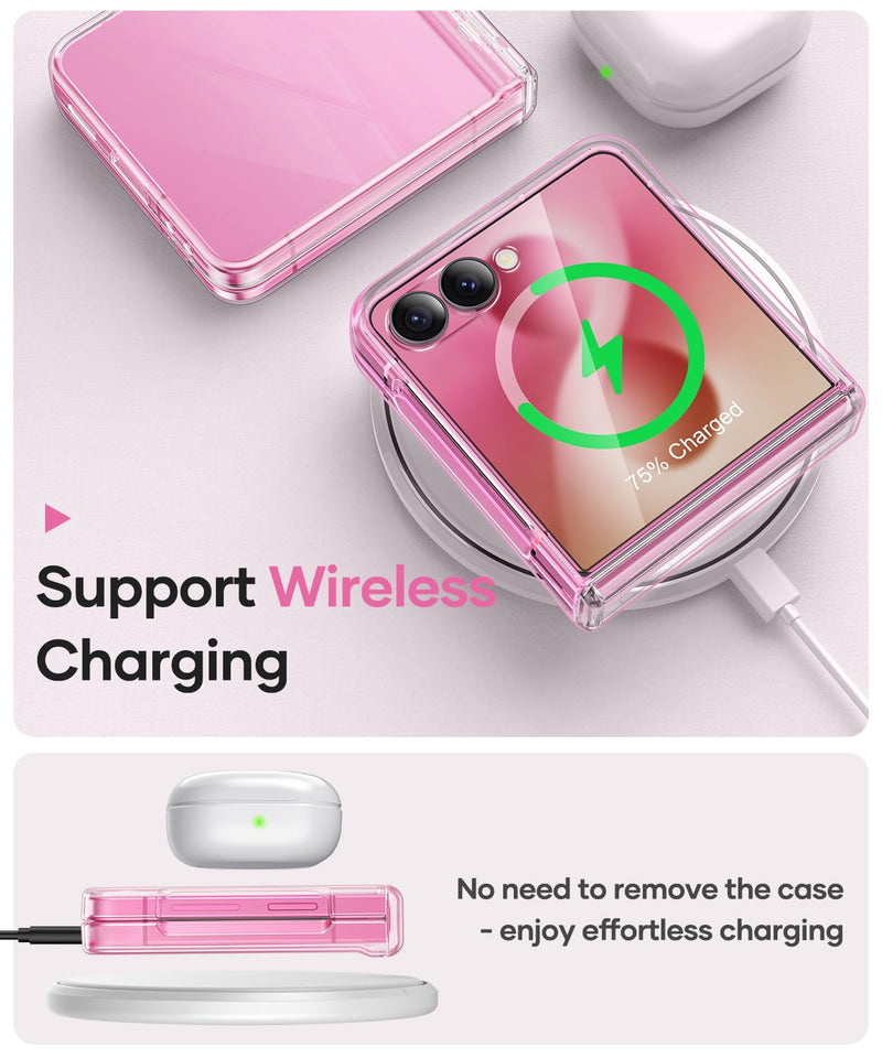 Vihibii for Samsung Galaxy Z Flip 8 Case with Hinge Protection, Clear | Non-Yellowing, Outer Screen Protector, Shockproof, Anti-Slip, Full Body Protective, Durable, Transparent, Slim, Transparent