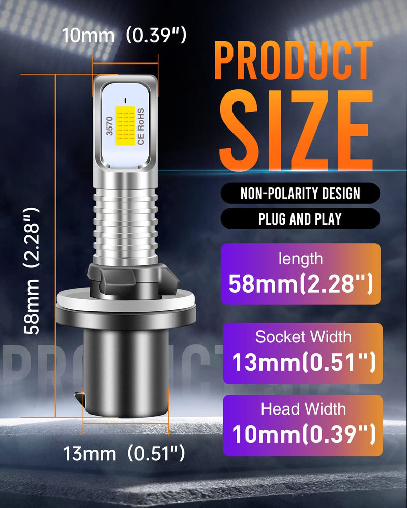 LUYED 880 Led Fog Light Bulbs,6500K Xenon White Extremely Bright 886 890 892 893 Led Bulb Replacement Fog Lights,Plug and Play,Pack of 2