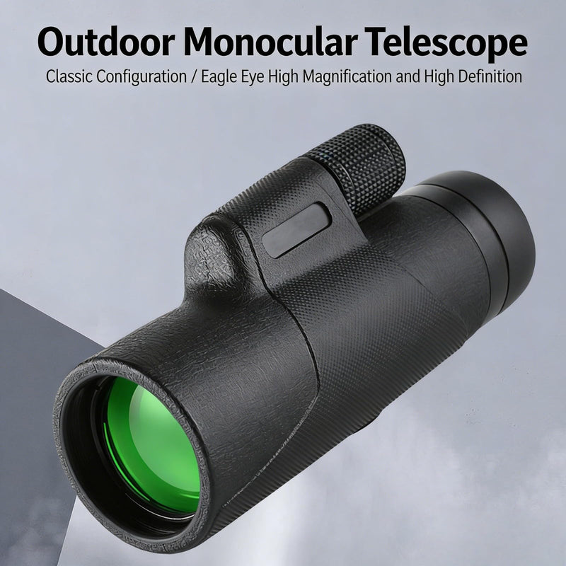 12X HD Monocular Telescope for Outdoor Use, High-Power Handheld Scope for Adult Hiking and Camping Black