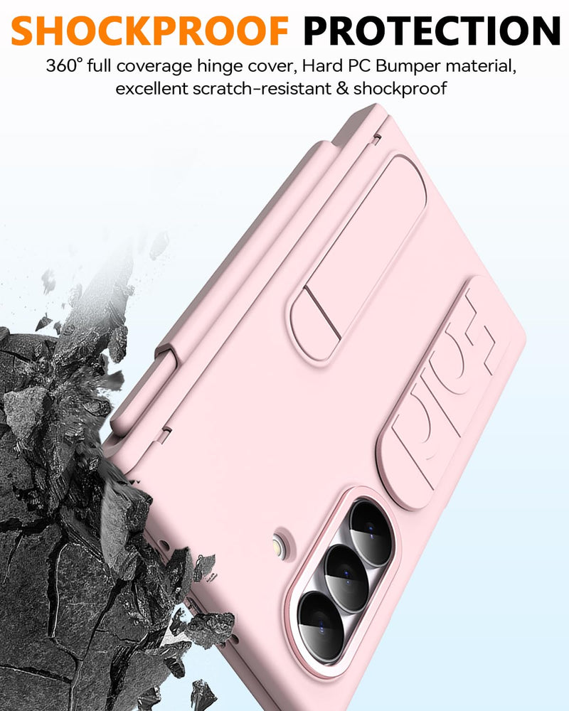 Finger Strap for Samsung Galaxy Z Fold 8 Ultra Case with S Pen Holder & Stylus, [Two Magnetic Hinge Cover] All-Round Screen Protector Kickstand Slim Hand Grip Cover Case for Fold 8 Ultra Pink
