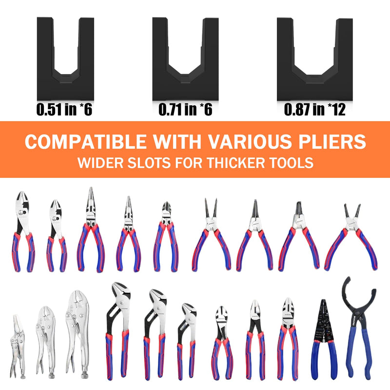 Magnetic Plier Organizer - Expandable Multiple Spacing Modular Tool Box Organizers, Tool Drawer Organizer, Tool Storage, Plier Rack - 24 Holders