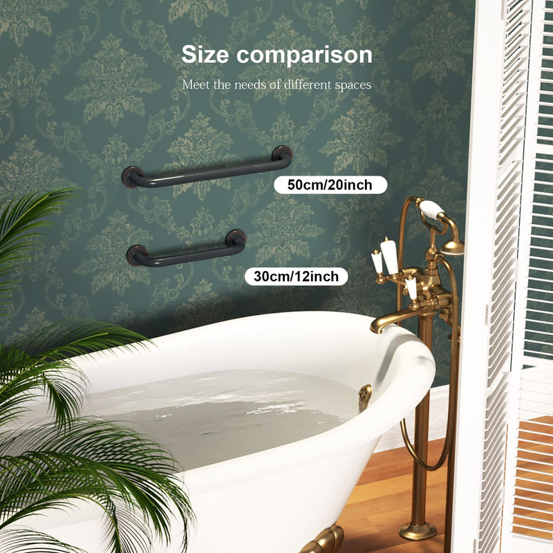 12 Inch Anti Slip Bronze Shower Grab Bar Oil Rubbed Black,ZUEXT Antique Brass Bathroom Grab Bar, Knurled Bathroom Balance Bar,Safety Hand Rail Support Handicap Elderly Injury Senior Assist Bath Handle 12IN-1P