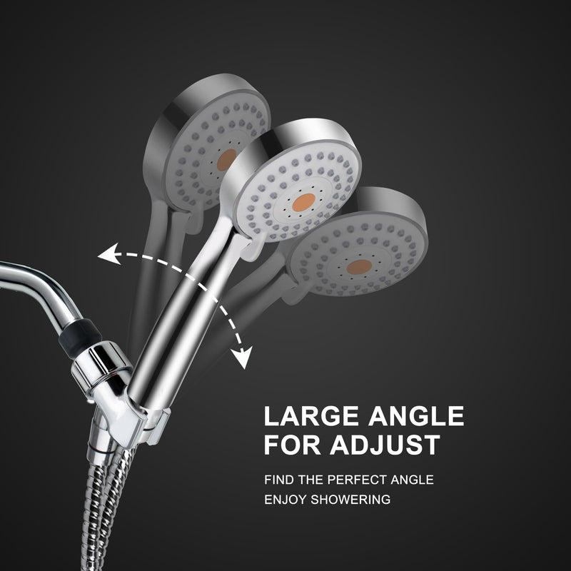High Pressure Handheld Shower Head with Powerful Shower Spray against Low Pressure Water Supply Pipeline, Multi-functions, w/ 79'' Hose, Bracket, Chrome Finish